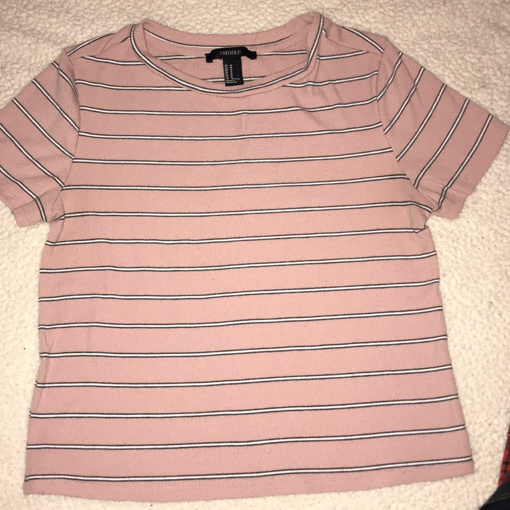 Pink crop top with stripes